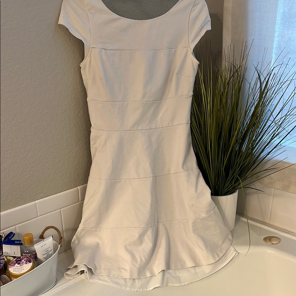 Banana Republic White Sheath Mini Dress Bateau Neckline